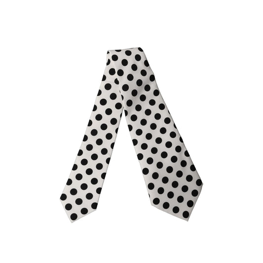 Dolce & Gabbana White Black Polka Dot Silk Adjustable Women Necktie Tie