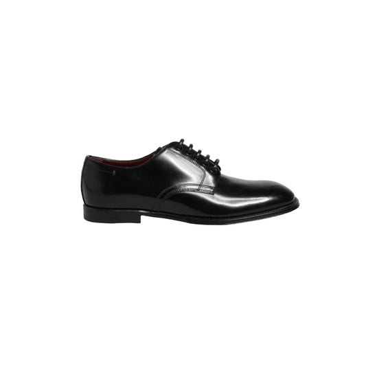 Dolce & Gabbana Black Calfskin Leather Derby Men Dress Shoes