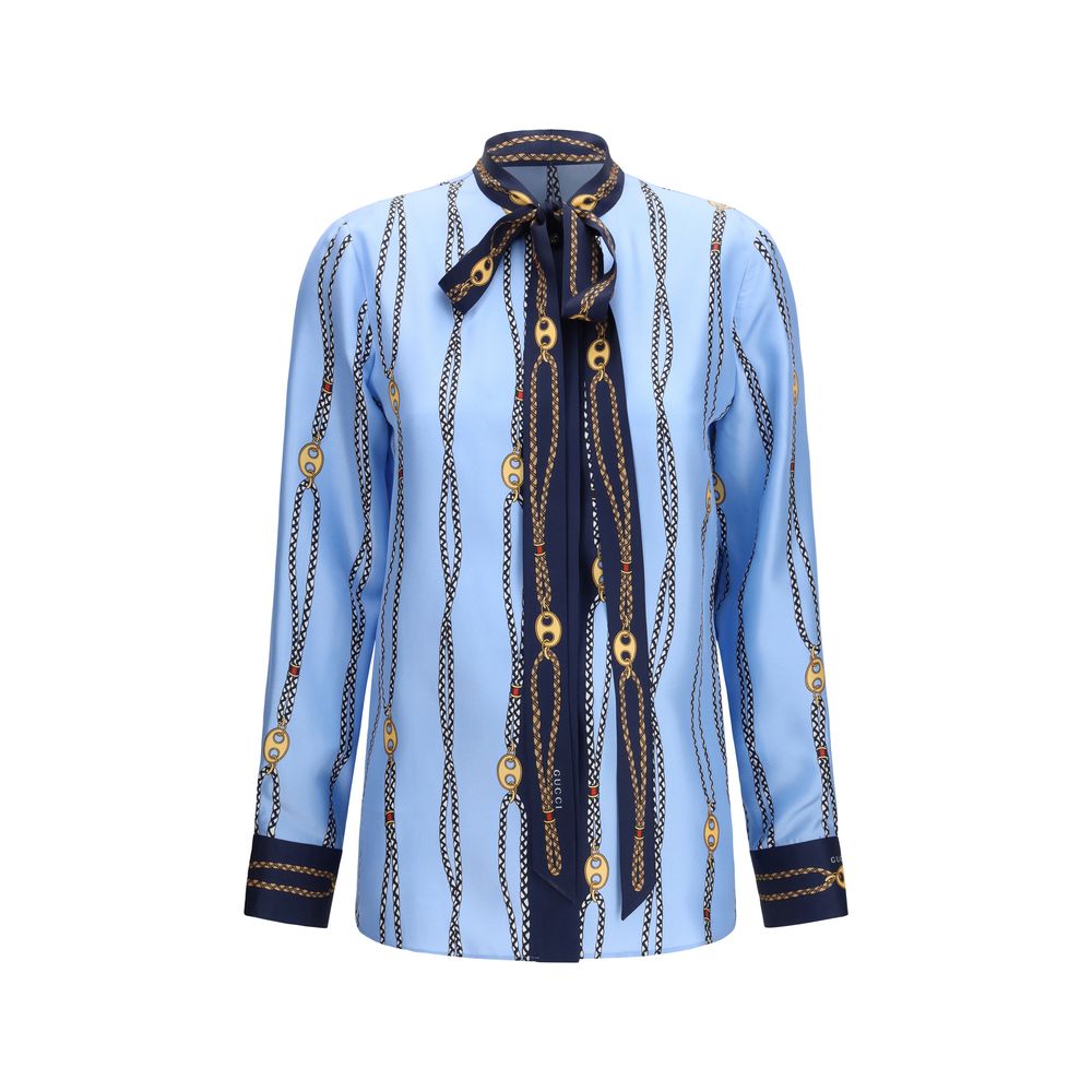 Gucci Blue Silk Shirt