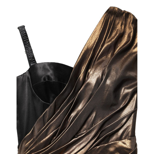 Dolce & Gabbana Bronze Asymmetrical Draping OneShoulder Dress