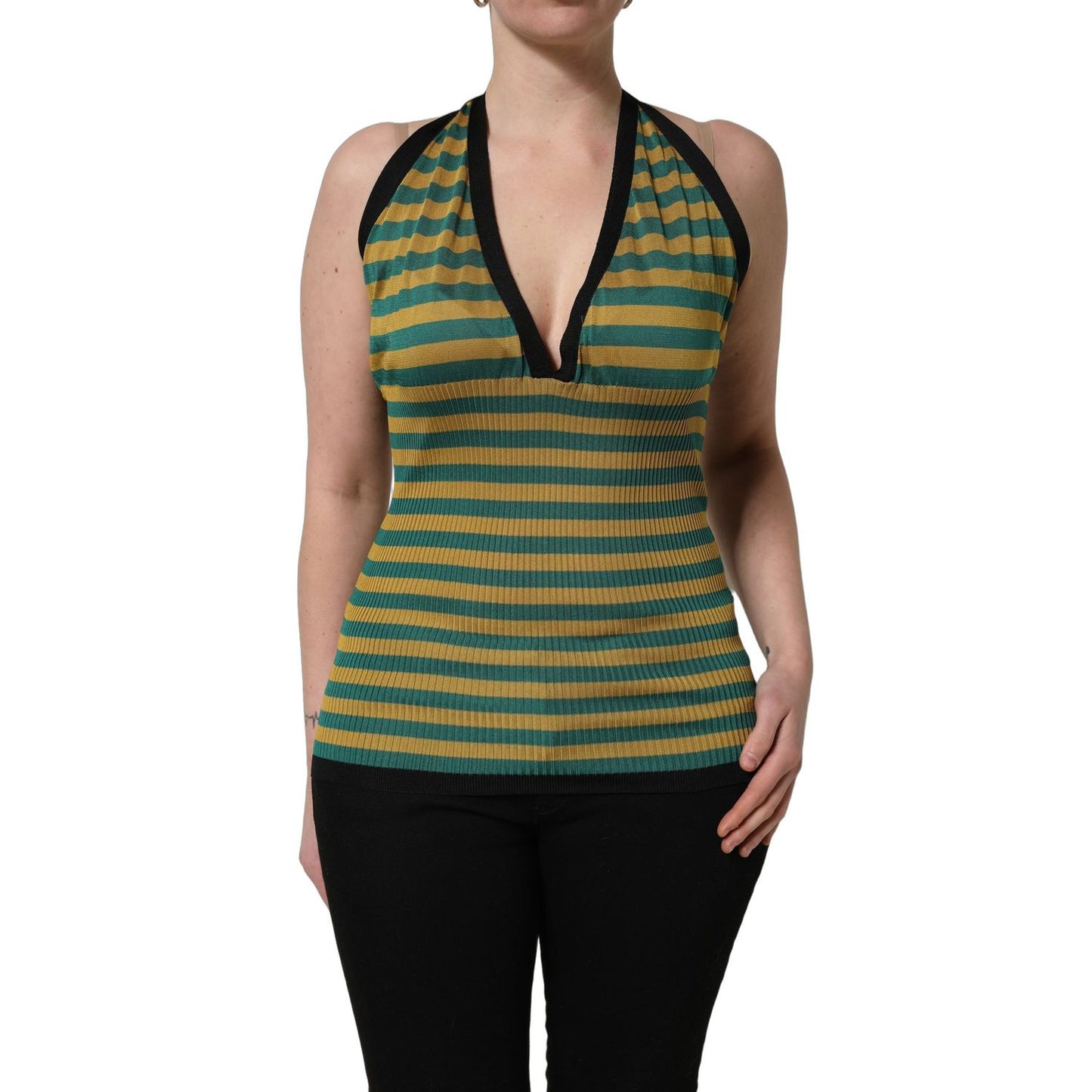 Dolce & Gabbana Multicolor Stripes Wool Knit Halter Tank Top
