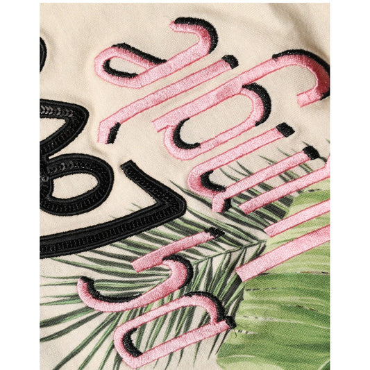 Dolce & Gabbana Beige Jungle Print Cotton Round Neck T-Shirt