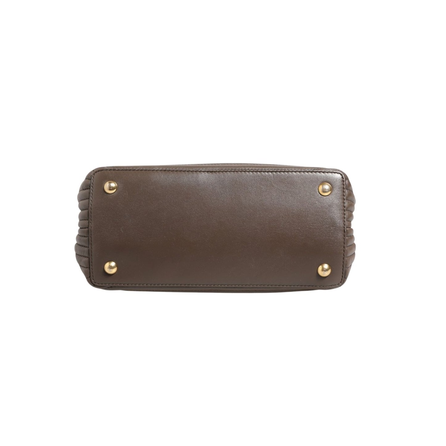 Fendi Brown Quilted Lambskin Leather Dotcom Click Small Shoulder Bag