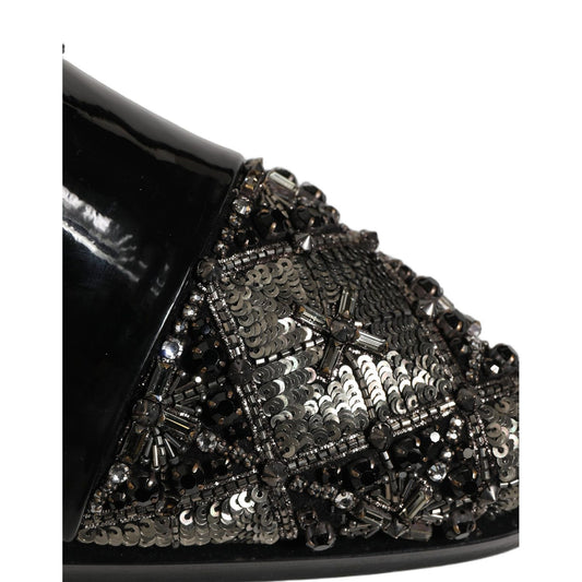 Dolce & Gabbana Black Embellished Men Derby Dress Formal Shoes