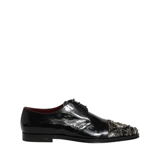 Dolce & Gabbana Black Embellished Men Derby Dress Formal Shoes