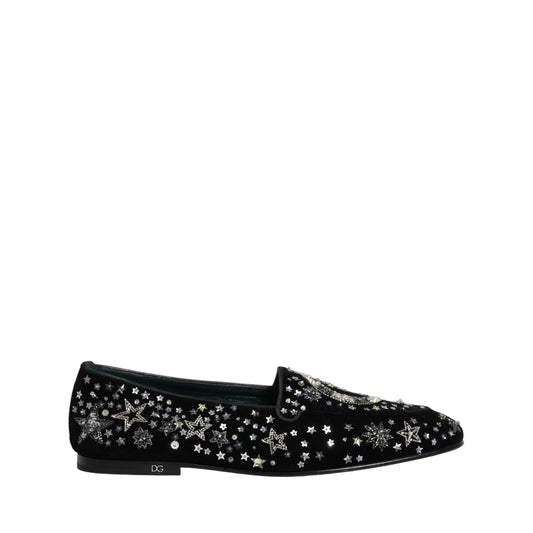 Dolce & Gabbana Black Crystal Embellished Dress Loafers Shoes