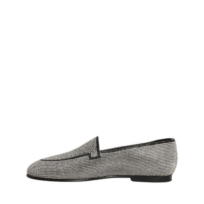 Dolce & Gabbana Silver Crystal Embellished Men Loafers Shoes