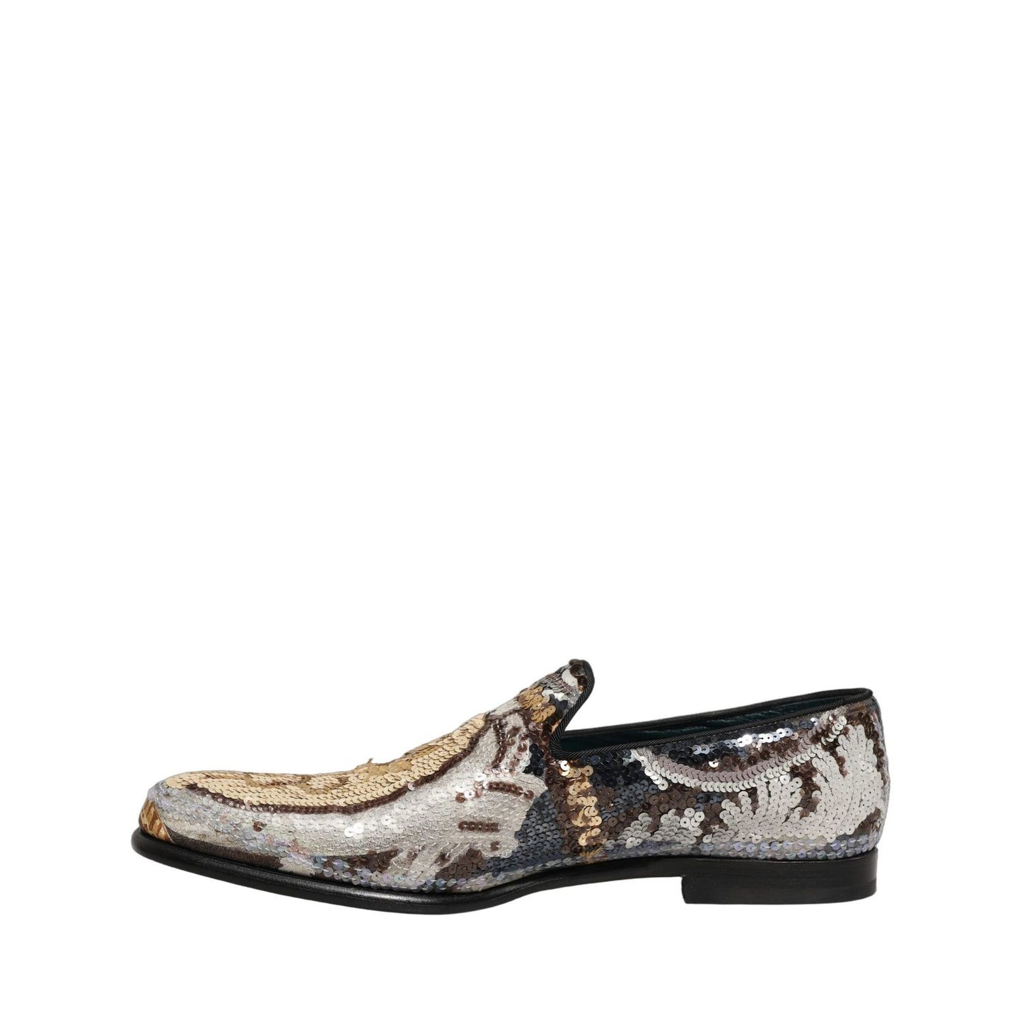 Dolce & Gabbana Multicolor Embroidered Sequin Loafers Shoes