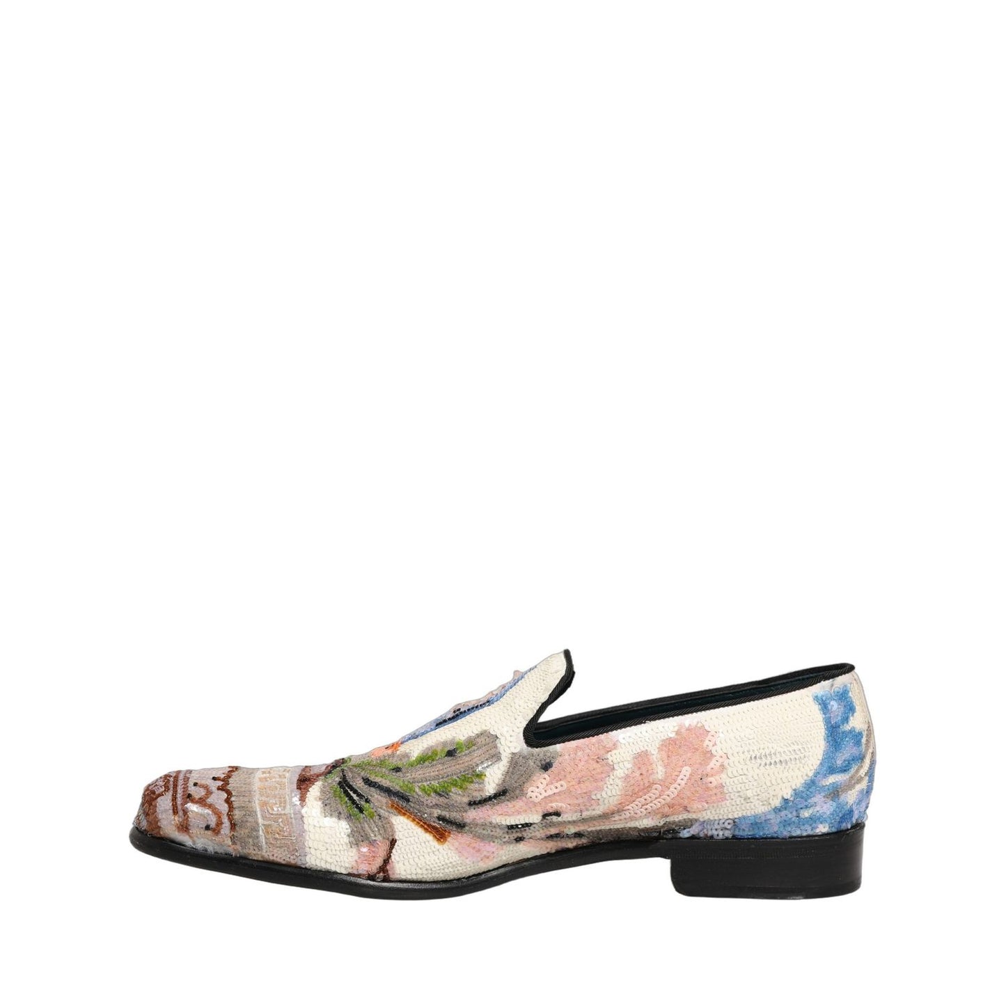 Dolce & Gabbana Multicolor Sequin Embroidered Loafers Shoes