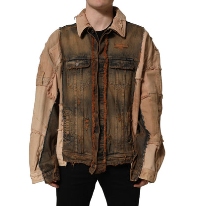 Dolce & Gabbana Multicolor Raw Cut Panelled Denim Men Jacket