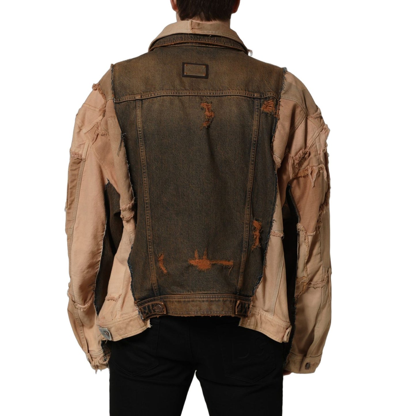 Dolce & Gabbana Multicolor Raw Cut Panelled Denim Men Jacket