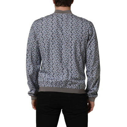 Dolce & Gabbana Light Blue Cotton Car Print Bomber Jacket