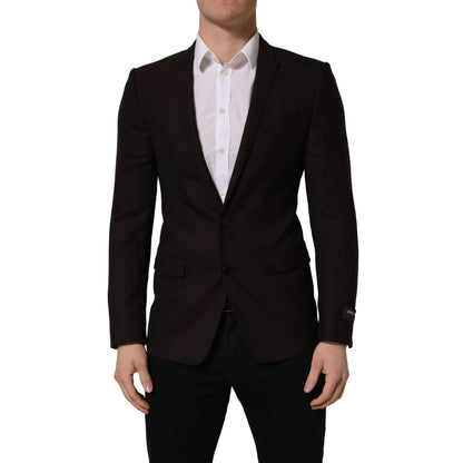 Dolce & Gabbana Brown Wool GOLD Single Breasted Men Jacket