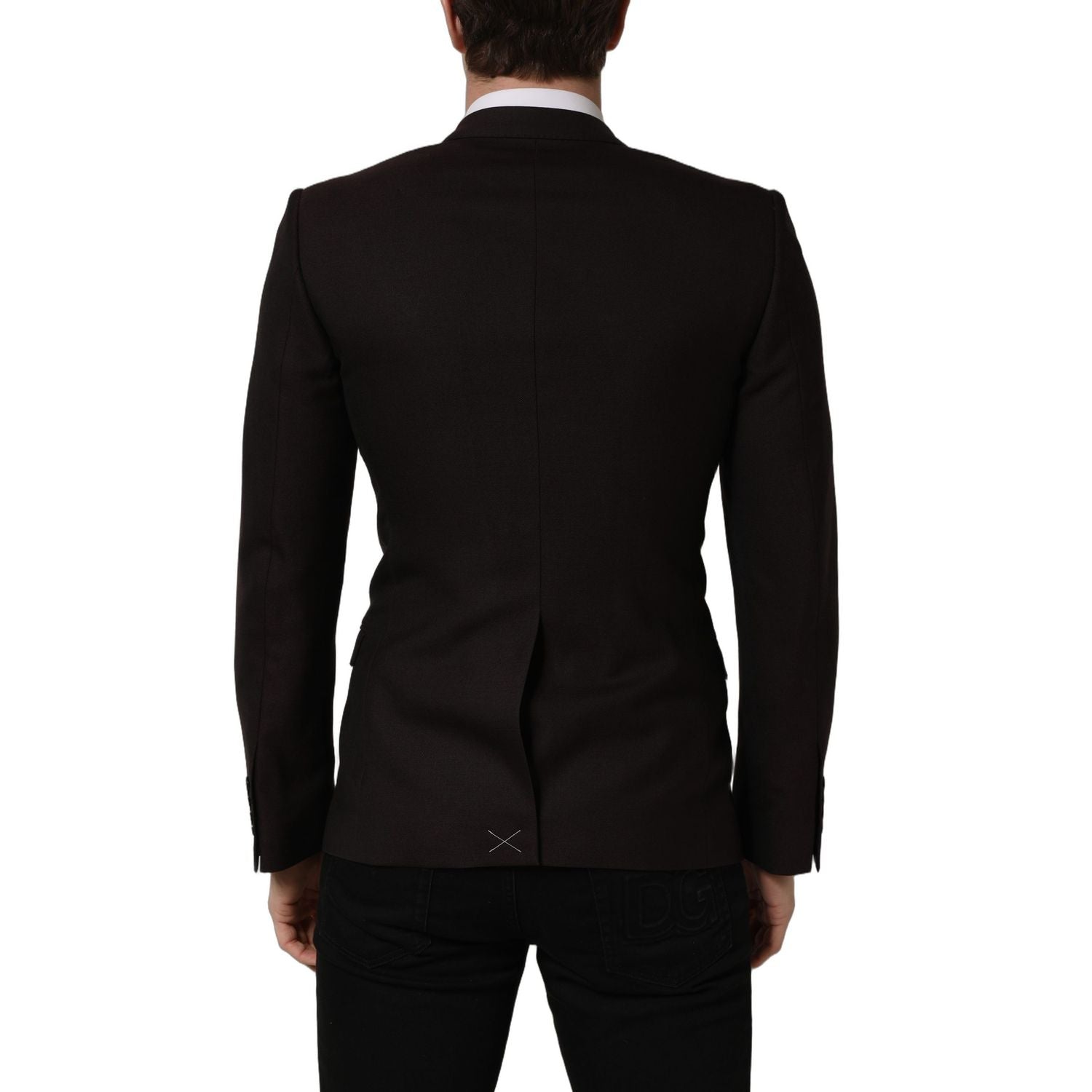 Dolce & Gabbana Brown Wool GOLD Single Breasted Men Jacket