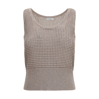 Brunello Cucinelli Beige Cotton Tank Tops