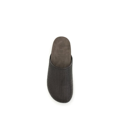 Brunello Cucinelli Brown Calf Leather Bos Taurus Slides