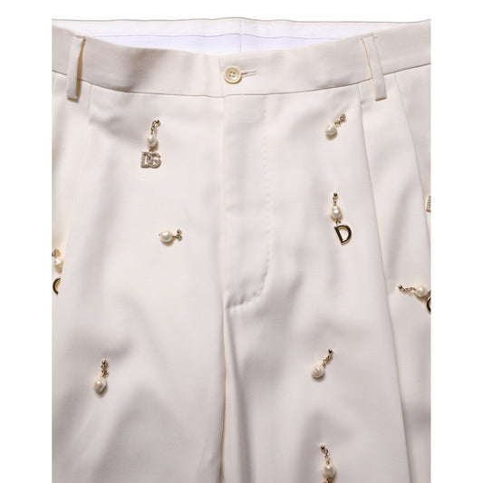 Dolce & Gabbana White Wool Slim Fit Formal 2 Piece Men Suit
