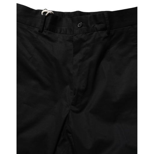 Dolce & Gabbana Black Cotton Tapered Leg Dress Trouser Pants