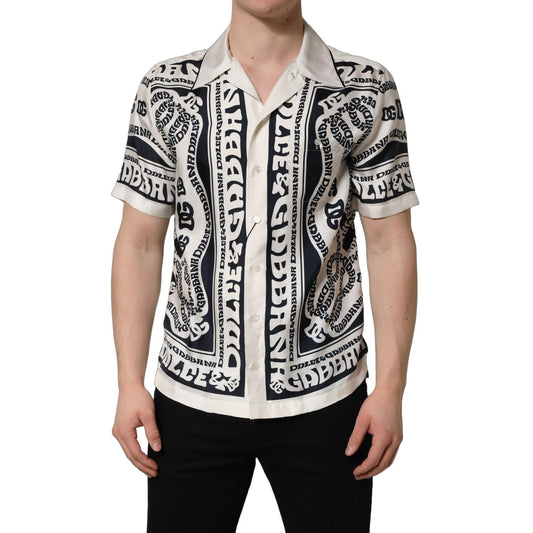 Dolce & Gabbana Black White Logo Bandana Short Sleeves Shirt