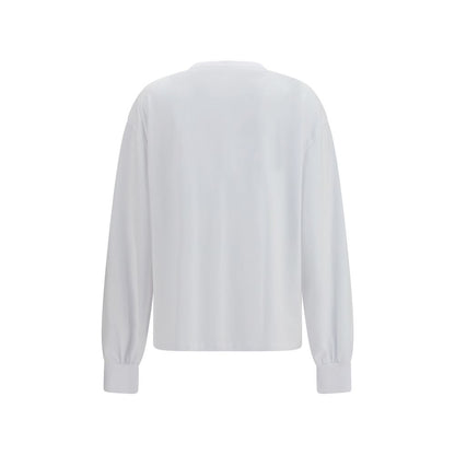 Ganni White Cotton Long Sleeve T-Shirt