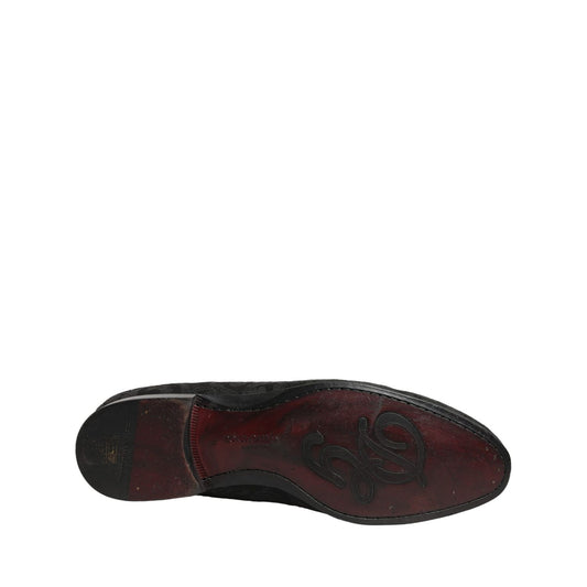 Dolce & Gabbana Black Floral Brocade Men Dress Loafers Shoes
