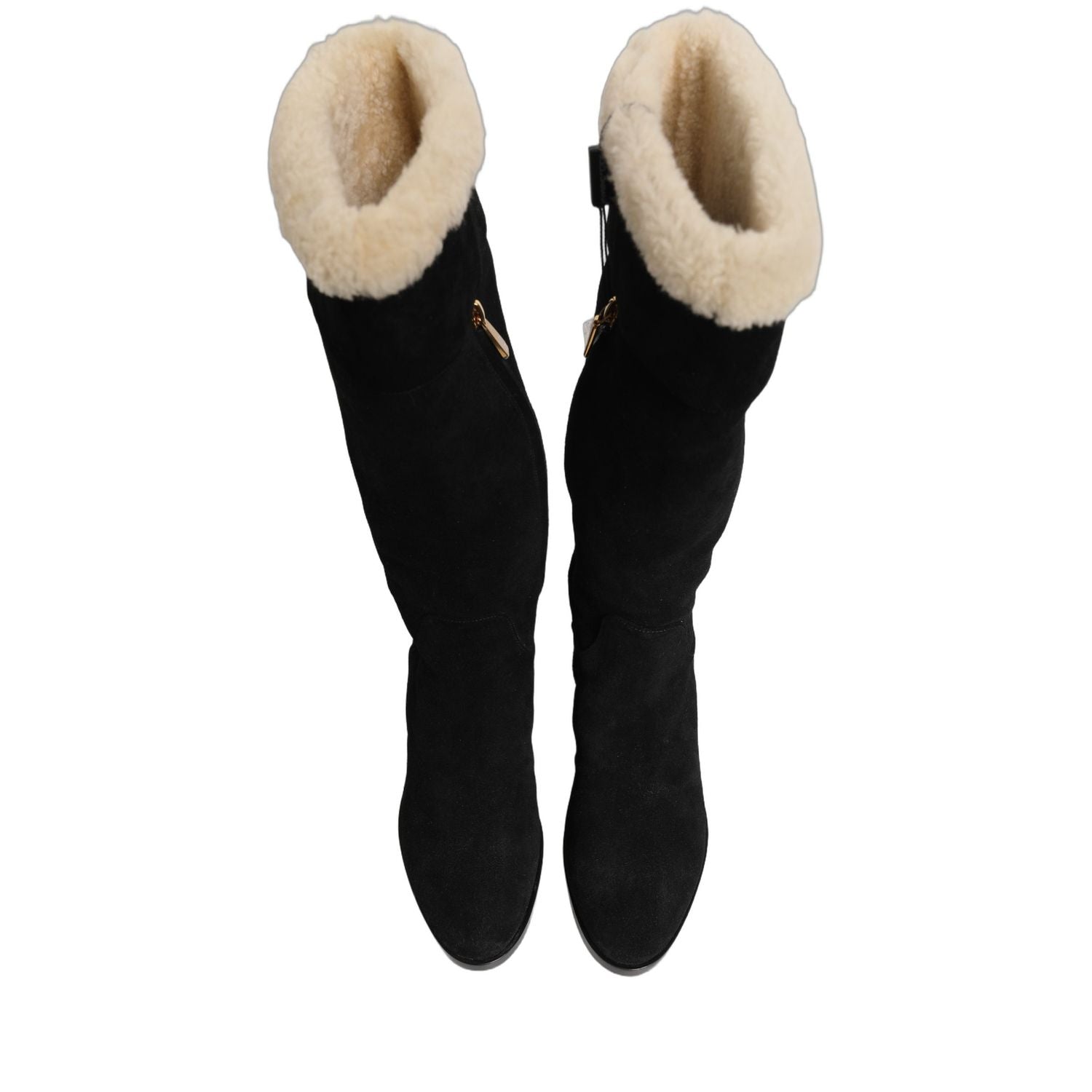 Dolce & Gabbana Suede Leather Knee High Boots Black