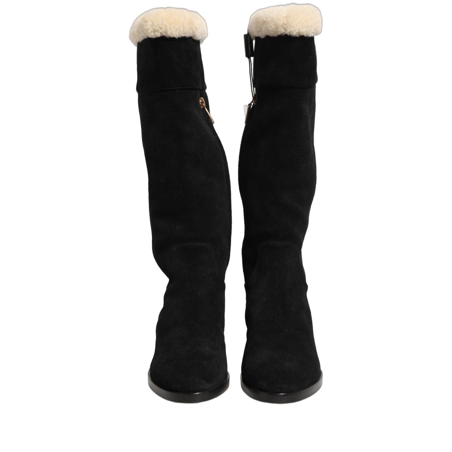 Dolce & Gabbana Suede Leather Knee High Boots Black