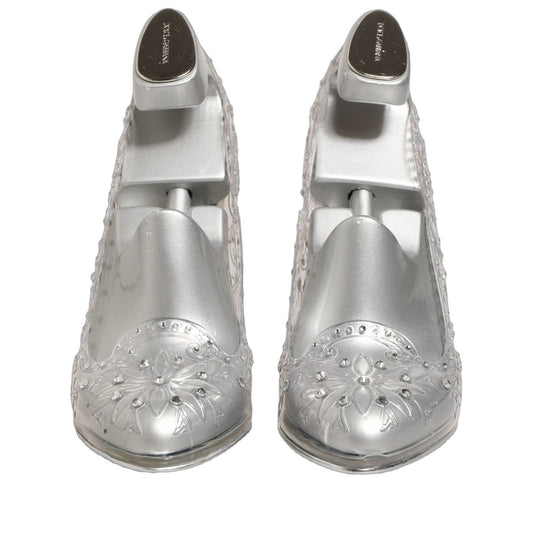 Dolce & Gabbana CINDERELLA Floral Crystal Heels Clear