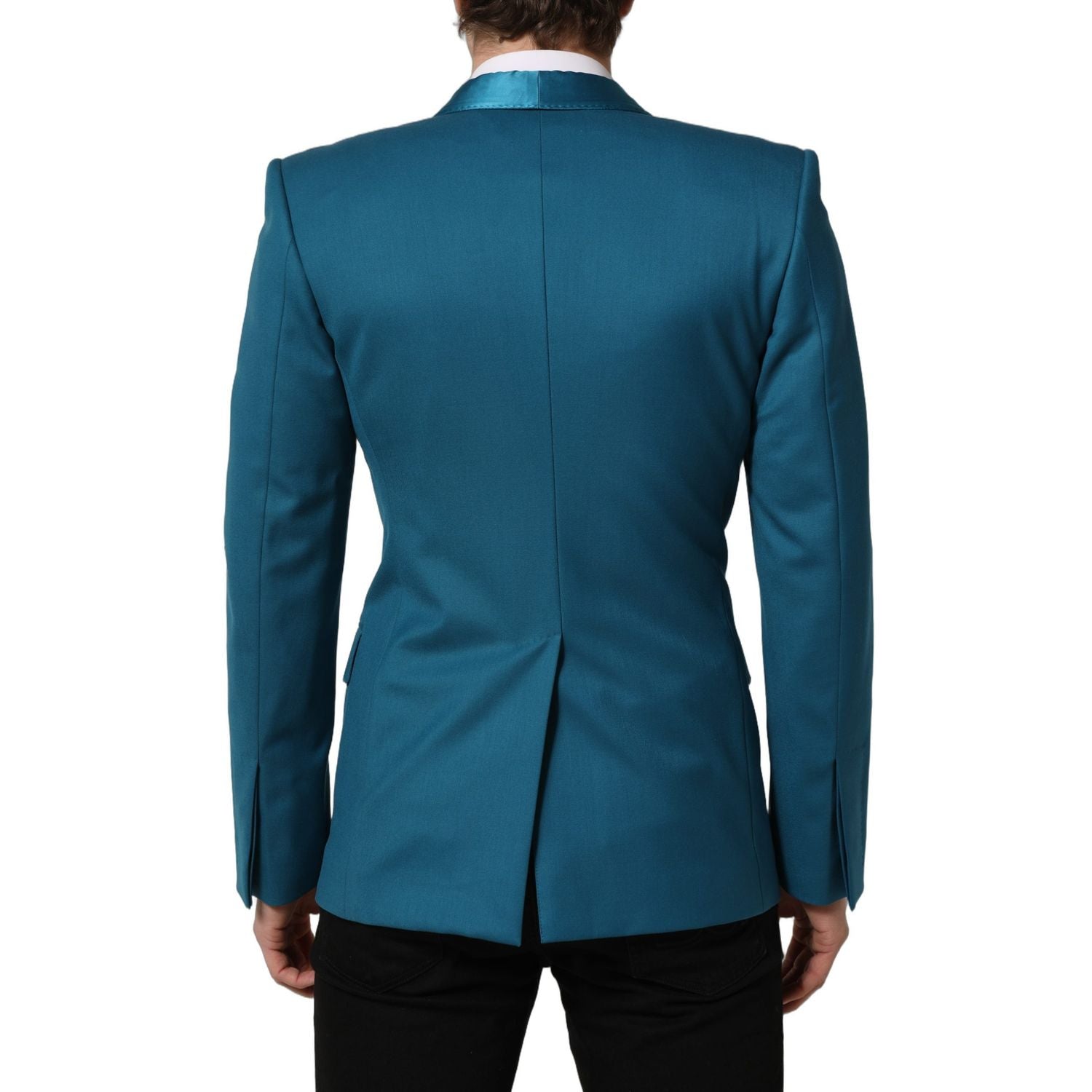 Dolce & Gabbana Teal Wool Double Breasted Formal Coat Blazer