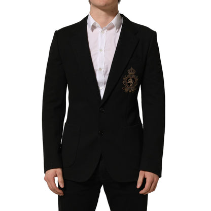 Dolce & Gabbana Black Logo Crest SingleBreasted Coat Blazer