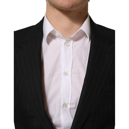 Dolce & Gabbana Black Stripes Wool Single Breasted Blazer