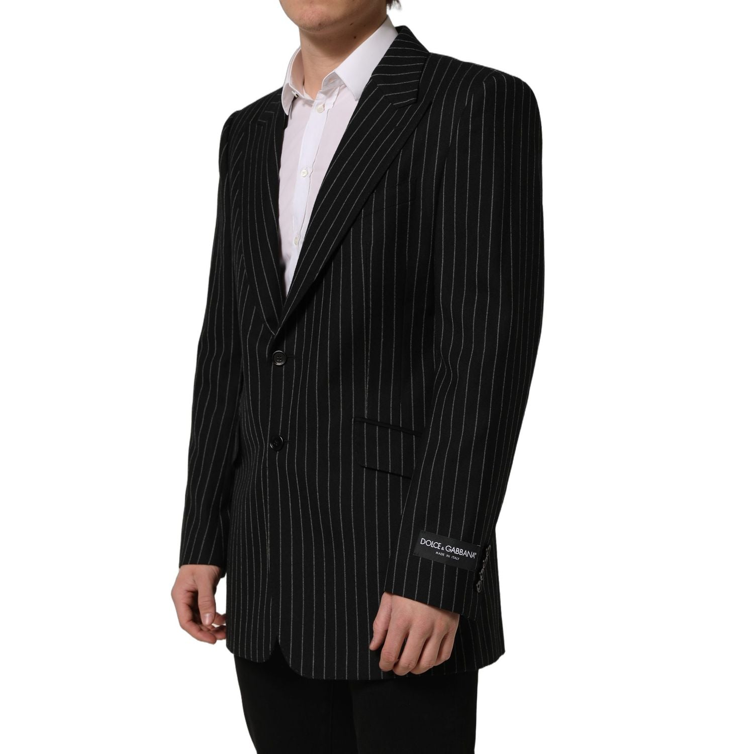 Dolce & Gabbana Black Stripes Wool Single Breasted Blazer