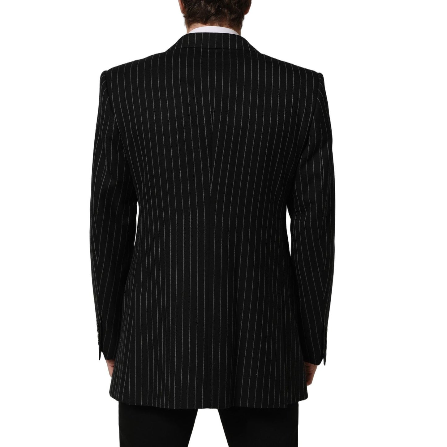 Dolce & Gabbana Black Stripes Wool Single Breasted Blazer