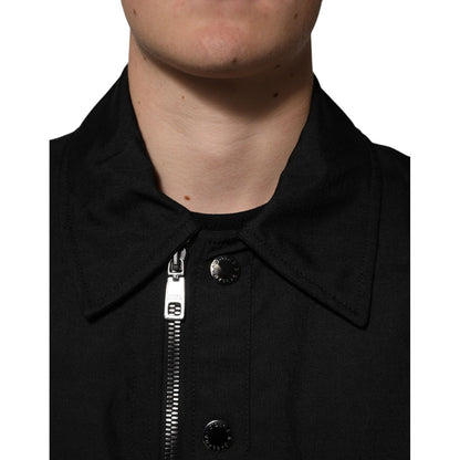 Dolce & Gabbana Black Nylon Full Zip Blouson Bomber Jacket