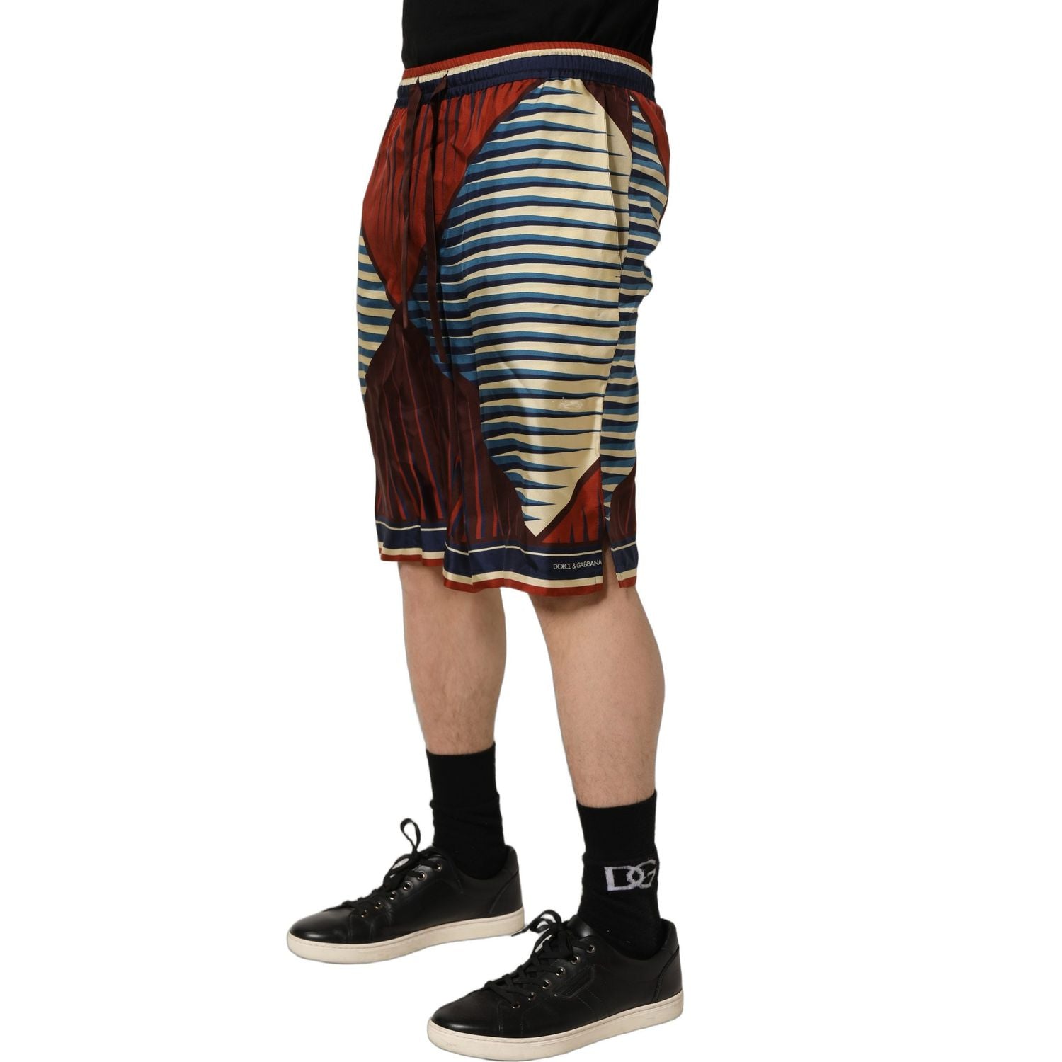 Dolce & Gabbana Multicolor Geometric Silk Men Bermuda Shorts