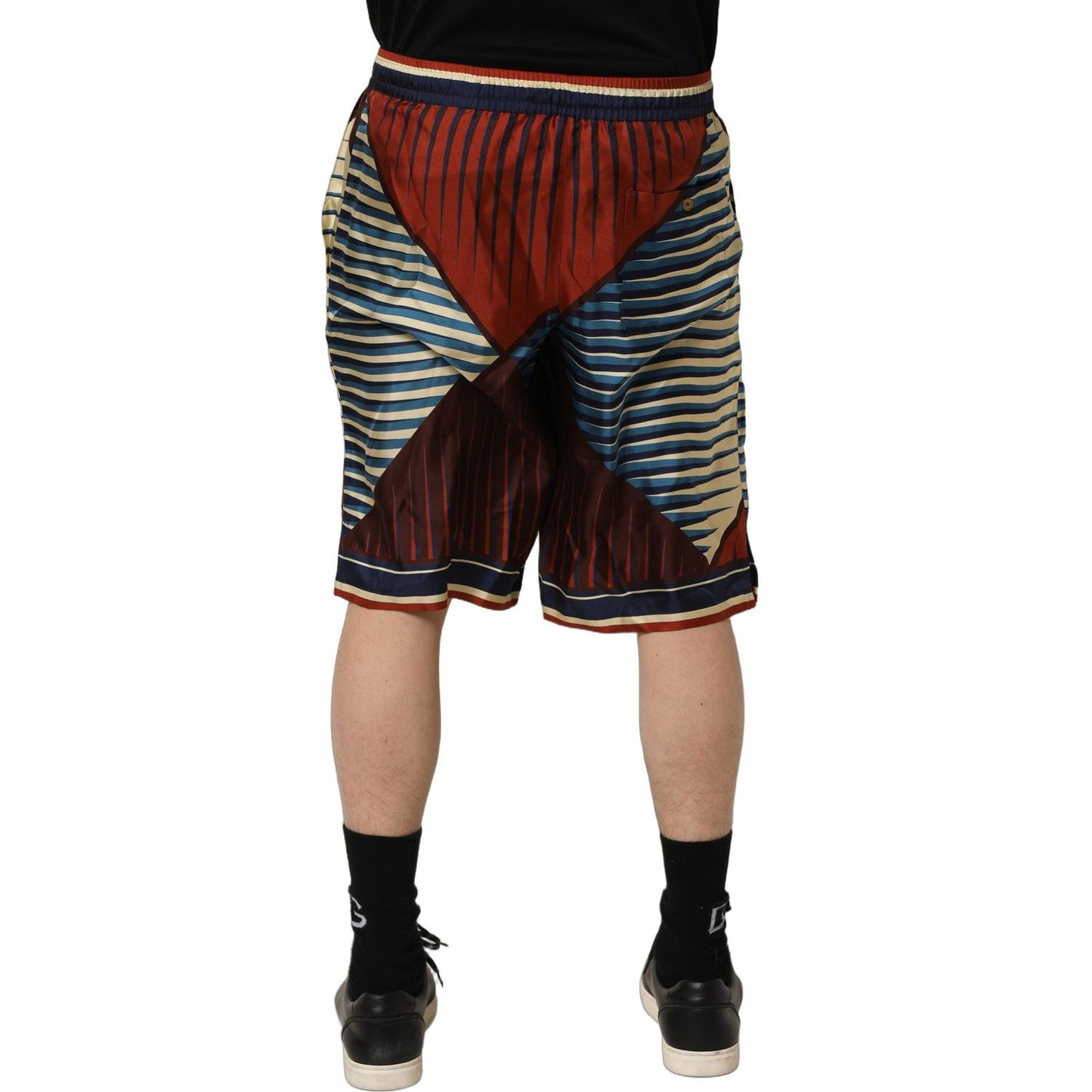 Dolce & Gabbana Multicolor Geometric Silk Men Bermuda Shorts
