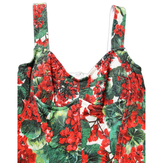 Dolce & Gabbana Multicolor Geranium Print A-line Mini Dress
