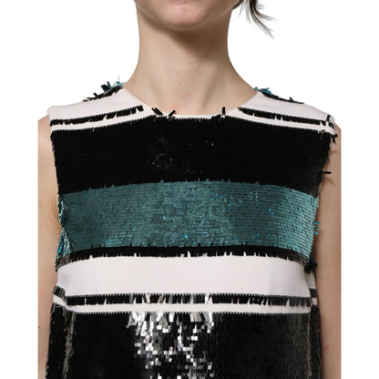 Dolce & Gabbana Multicolor Sequined Sleeveless Shift Dress