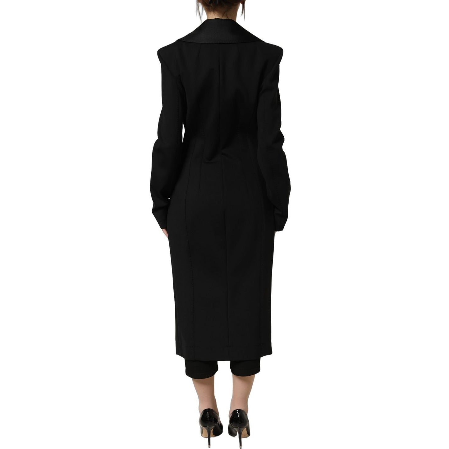 Dolce & Gabbana Black Nylon Double Breasted Coat Jacket