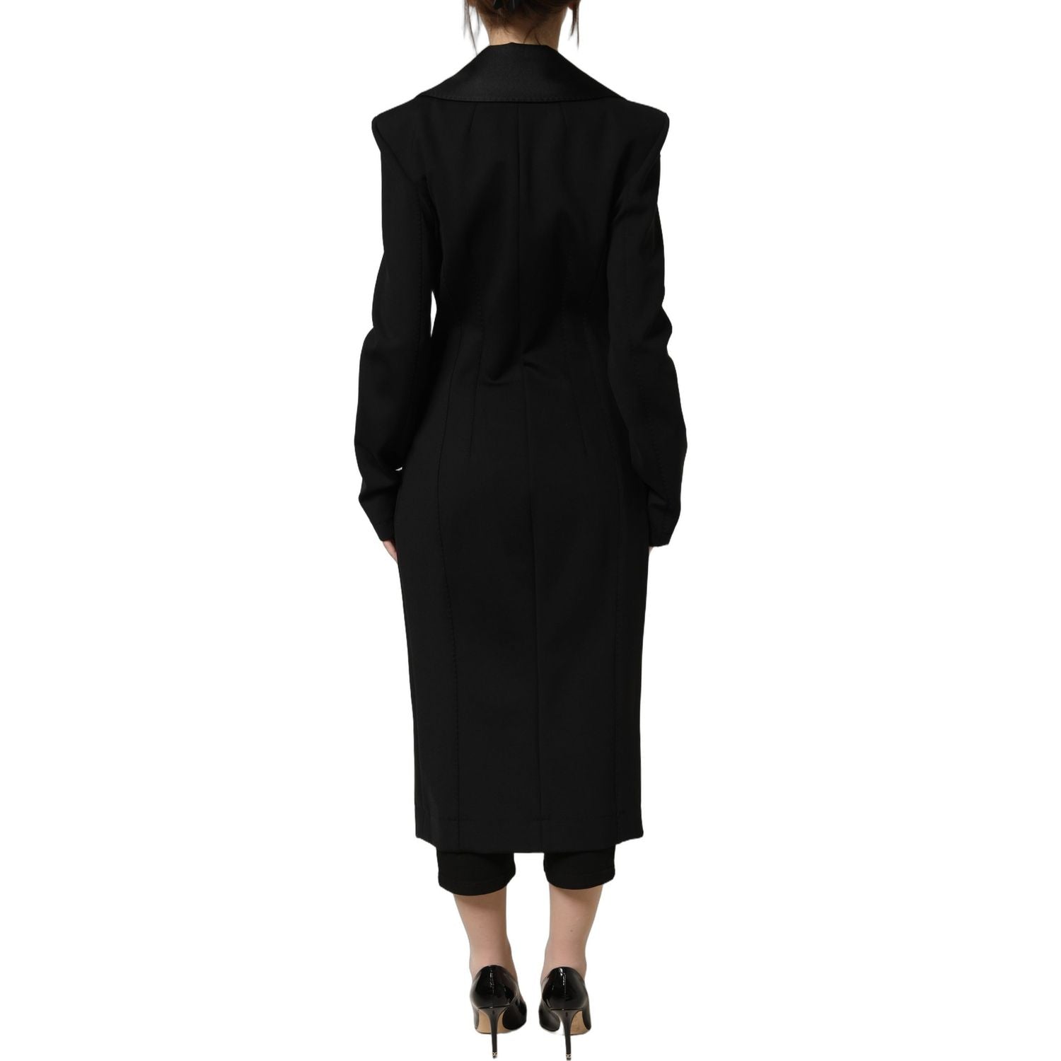 Dolce & Gabbana Black Nylon Double Breasted Coat Jacket