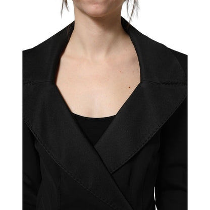 Dolce & Gabbana Black Nylon Double Breasted Coat Jacket