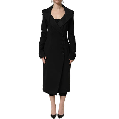 Dolce & Gabbana Black Nylon Double Breasted Coat Jacket
