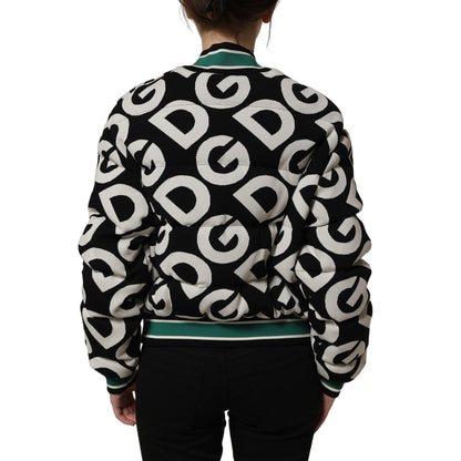 Dolce & Gabbana Multicolor Logo Full Zip Bomber Jacket