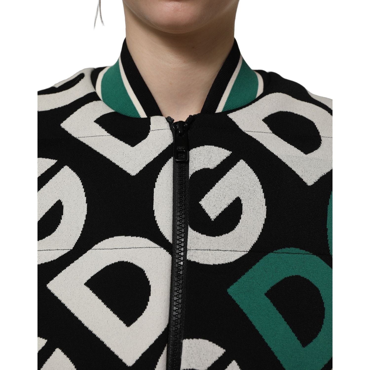 Dolce & Gabbana Multicolor Logo Full Zip Bomber Jacket
