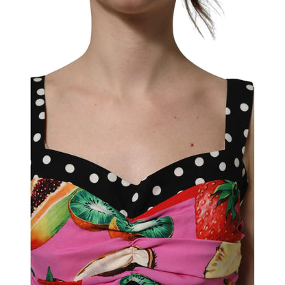 Dolce & Gabbana Multicolor Silk Cropped Bustier Corset Top