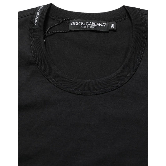 Dolce & Gabbana Black Cotton Short Sleeves Crew Neck T-shirt