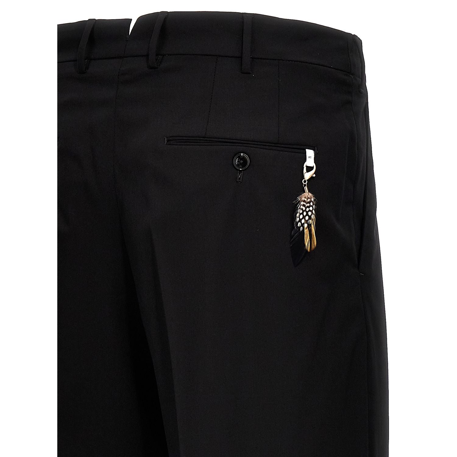 PT Torino Black Virgin Wool Dress Pants