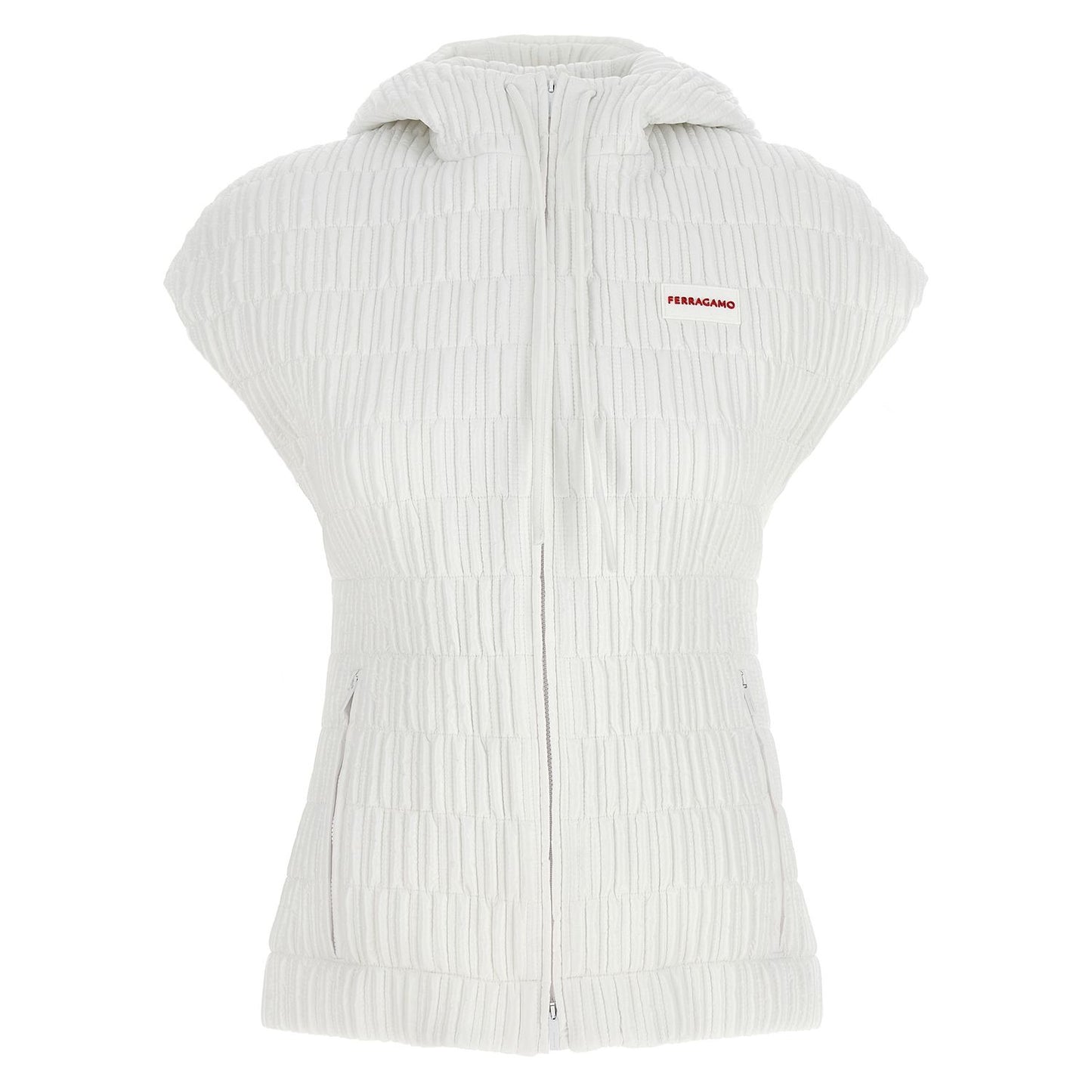 Ferragamo White Polyamide Sleeveless Jacket