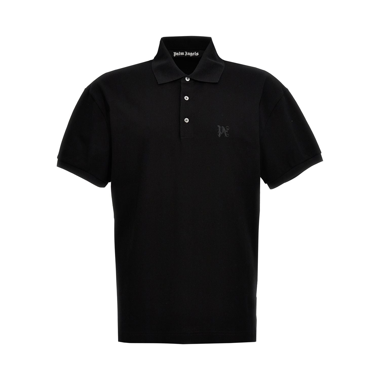 Palm Angels Black Polyester Polo Shirt