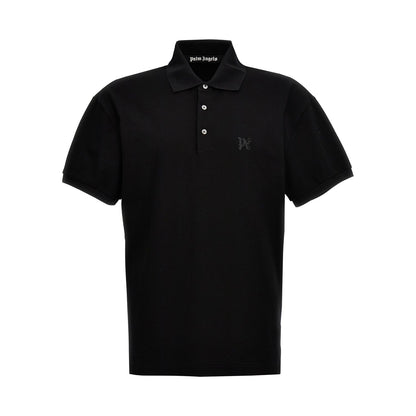 Palm Angels Black Polyester Polo Shirt